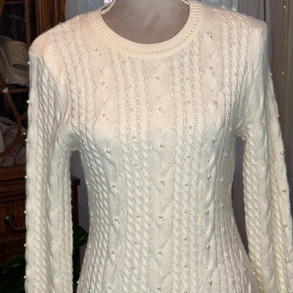 House of Harlow Cream Cable Knit Dress - Picture 3 of 5